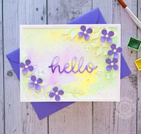 Sunny Studio Stamps: Botanical Backdrop Hello Word Die Hello Card by Vanessa Menhorn