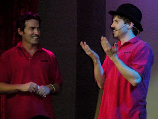 Russ, Our Kind Host, and Mustache Man during the Dating Game