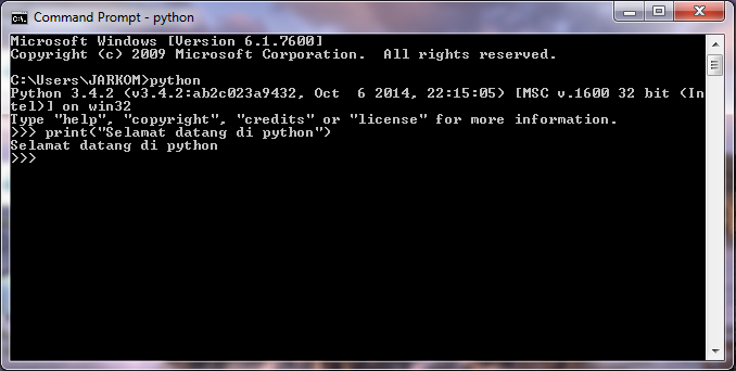 Membuka python shell dari CMD
