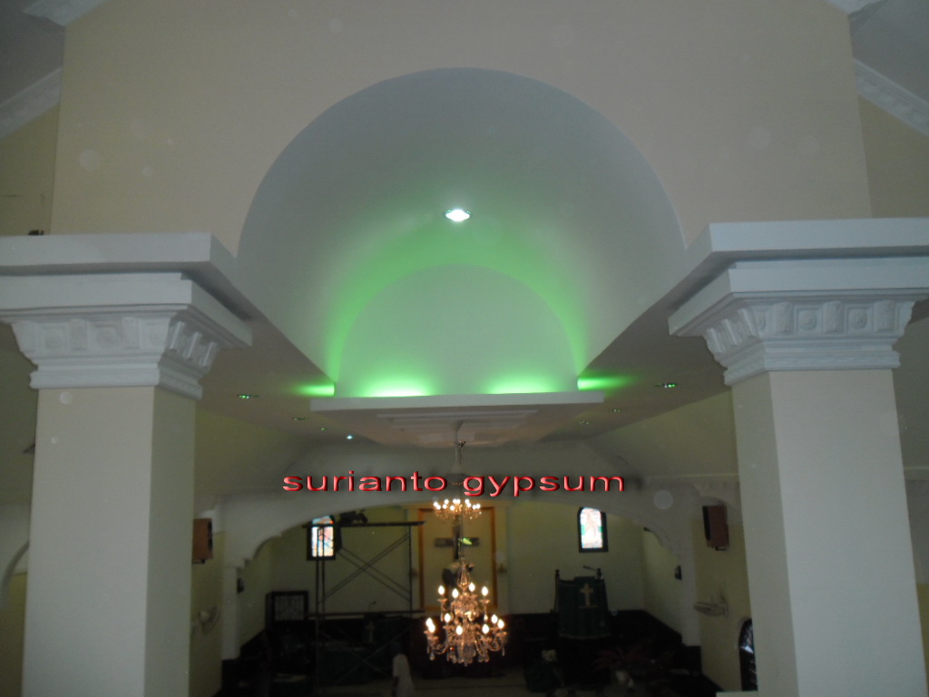 Motip Plapon Gipsun Pada Rumah Ibada Gereja Pemasangan Gypsum