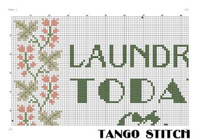 Laundry today funny New Home cross stitch pattern - Tango Stitch