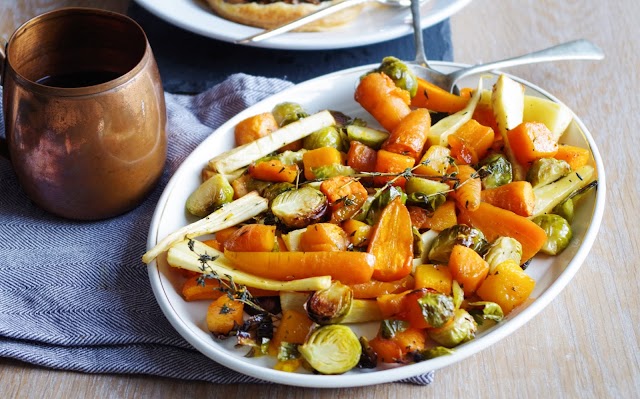 Cinnamon Whiskey Roasted Veg