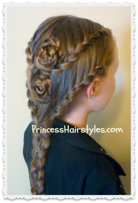 Double lace braid roses hairstyle. Video instructions.