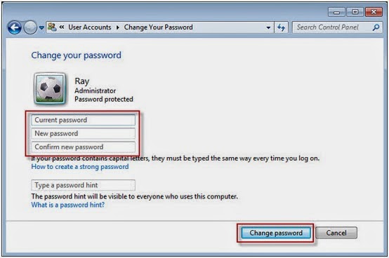 change windows 7 password