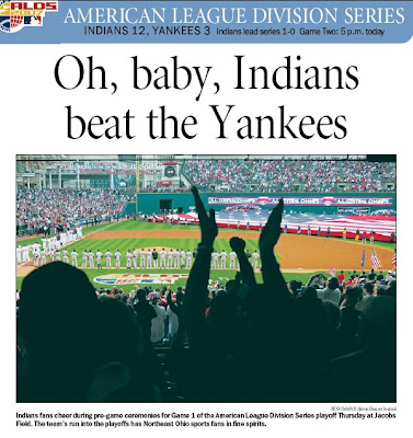 Oh Baby: Indians Beat the Yankees -- Akron Beacon Journal 10/5/07