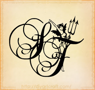 devil wings tattoo letters FS