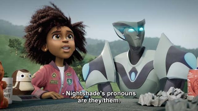 Transformers EarthSpark Nightshade non-binary characters