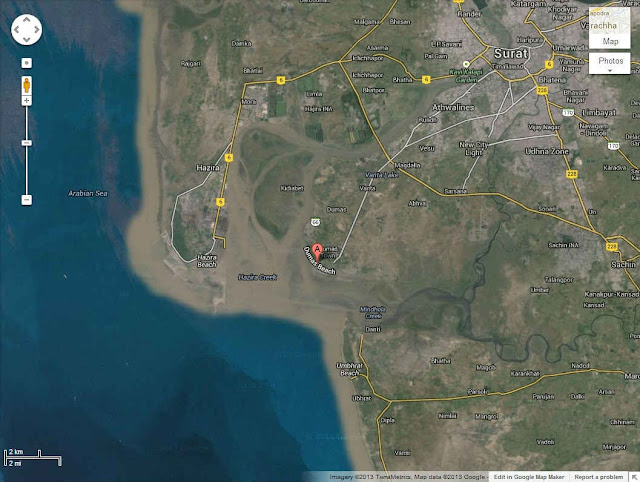 Google Map of Dumas Beach