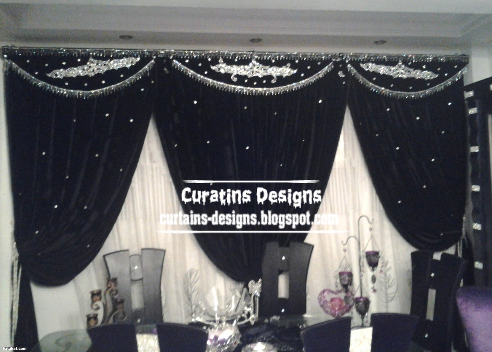 Unique black curtain for dining room interior design - silver  title=