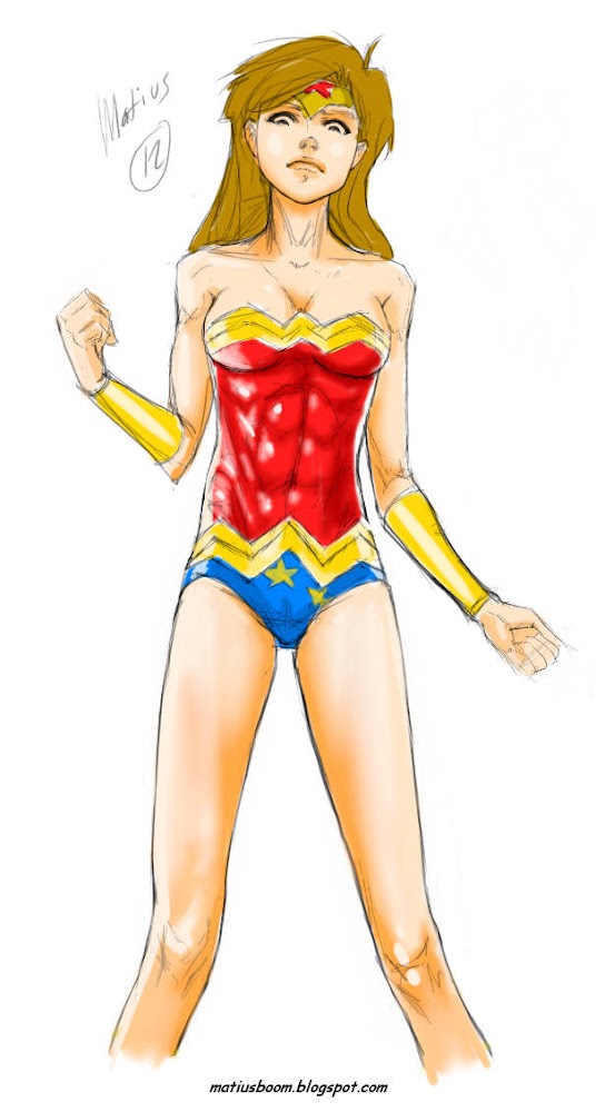 Wonder Woman Young Mujer maravilla draft illustration