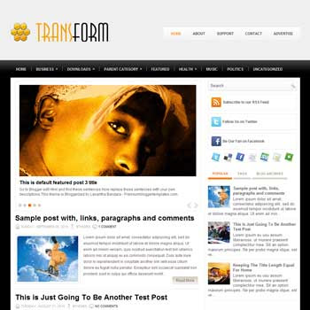 Transform blog template. template image slider blog. magazine blogger template style. wordpress theme to blogger. template blog 3 column footer