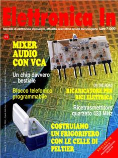 Elettronica In 11 - Luglio & Agosto 1996 | ISSN 1124-8548 | TRUE PDF | Mensile | Elettronica
Elettronica In è una rivista mensile (10 numeri all'anno) di elettronica applicata con intenti didattici e divulgativi, rivolta a quanti operano nel campo della progettazione elettronica. 
In particolare ci rivolgiamo a quanti lavorano nei laboratori di Ricerca e Sviluppo e negli Uffici Tecnici di piccole e medie aziende nonché a quanti frequentano Corsi di Studio nel settore elettronico e informatico (studenti universitari e di scuola media superiore) ed ai loro insegnanti.
Prestiamo particolare attenzione anche a coloro che, pur non operando professionalmente in questi campi, sono affascinati dalla possibilità di realizzare in proprio dispositivi elettronici per gli impieghi più vari. 
I contenuti della rivista possono essere suddivisi in due differenti tipologie:
- Progetti pratici;
- Corsi teorici
In ciascun numero della rivista proponiamo progetti tecnologicamente molto avanzati, sia dal punto di vista hardware che software, che cerchiamo di illustrare nella forma più chiara e comprensibile occupandoci delle modalità di funzionamento, dei particolari costruttivi e delle problematiche software. In questo modo il lettore può acquisire e sperimentare in pratica una serie di conoscenze utili per cimentarsi in seguito con progetti simili o ancora più complessi. In ogni caso tutti i circuiti proposti sono originali ed hanno un'utilità immediata.
Nel secondo caso (Corsi teorici) vengono trattati argomenti di grande attualità per i quali non esistono ancora (o esistono in maniera frammentaria) informazioni approfondite. Agli aspetti teorici fanno sempre seguito applicazioni pratiche con le quali verificare sul campo le nozioni teoriche apprese.