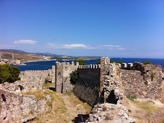 The inner walls of Mytilene Castle on Lesbos, Greece.