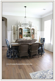 French Country Farmhouse Dining Room-Pottery Barn-Chandlier-Crystal Chandelier- From My Front Porch To Yours