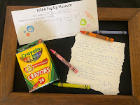 a box of crayons is displayed with a note about why the owner became an art teacher