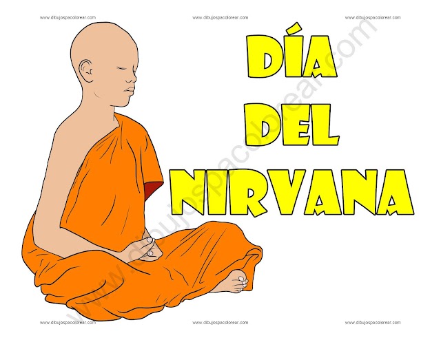 Día del Nirvana o Paranirvana dibujo a color y para colorear