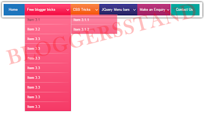 Jquery stylish Colorful Drop Down Navigation Menu Bar for blogger