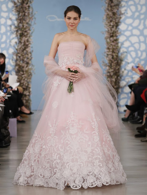 Oscar de la Renta Spring 2014 Blush Lace Wedding Dresses