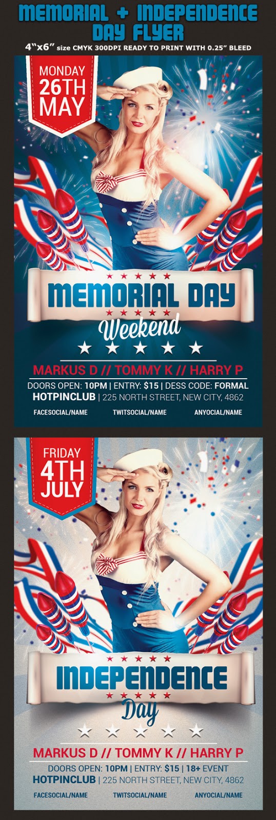  Memorial Independence Day Party Flyer Template