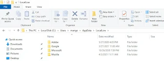locallow, appdata, windows, hidden folder