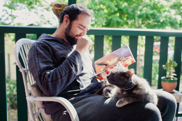 ben and his cat reading