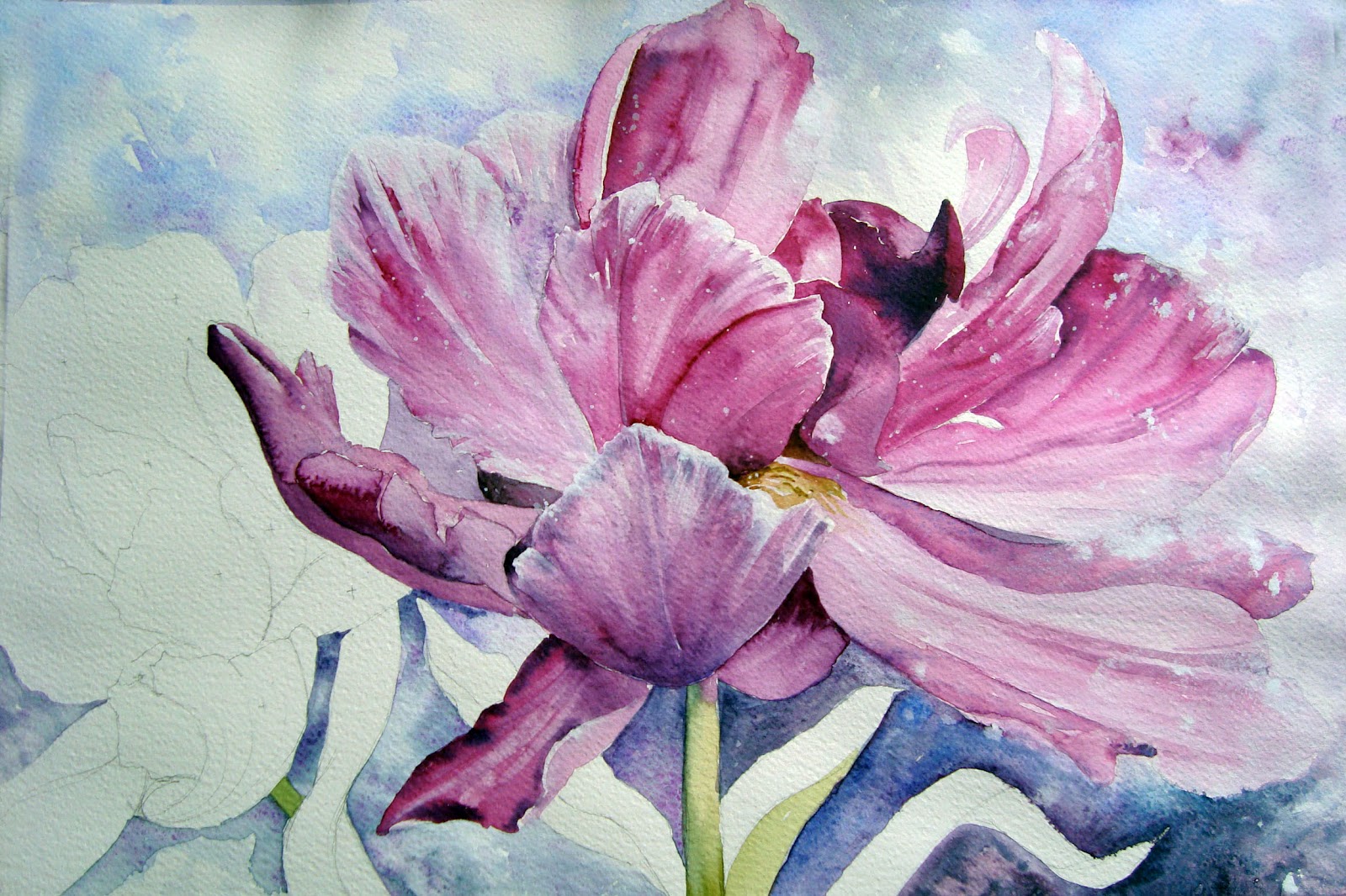Watercolour Florals: Tulip : Pink Inspiration