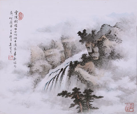 上古藝術, 上古藝術館, 台灣, 台灣名家, 當代藝術, 藝術作品, 藝術品, 中國畫, 國畫, 留白, 墨韻, 共感, 共鳴, 虛實相生, 吳定夫, 閒來寫出清秋色, 梯田, 雲從樹頂白, 