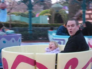 Daddy in a tea cup with Top Ender at Disney Land Paris 2006