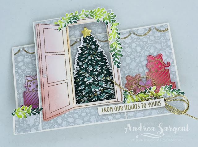 Send a personally created fancy fold card to a special friend this Christmas. The Warm Welcome bundle is perfect.