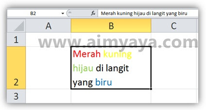 Mewarnai goresan pena merupakan salah satu hal yang biasa digunakan di microsoft excel Cara Memberi Berbagai Warna Tulisan dalam Satu Sel Ms Excel