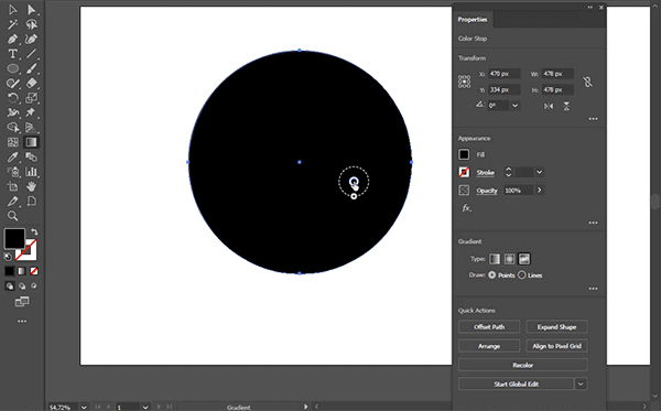 Edit color for color stop