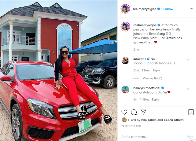 Nollywood Actress Mercy Aigbe buys a new Mercedes Benz