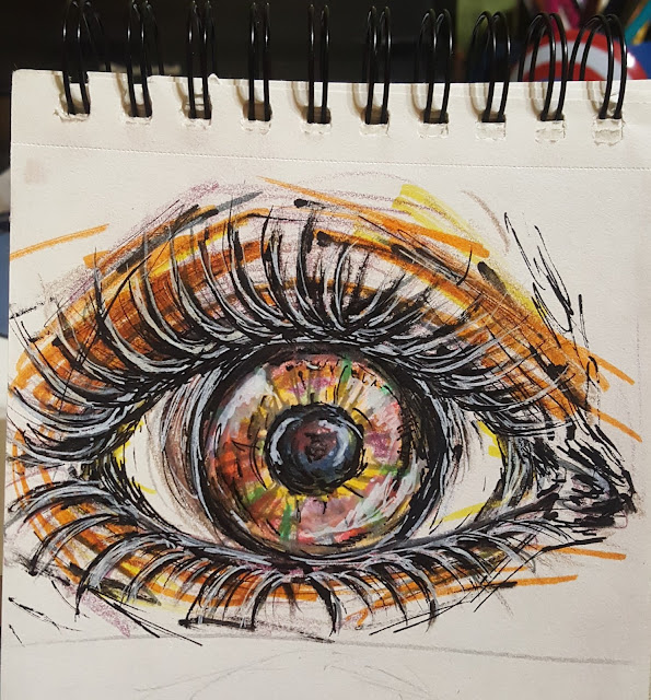 Ojo pintado con rotuladores, 1