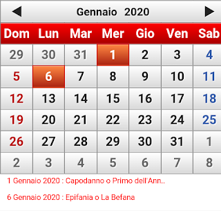 calendario 2020 gennaio