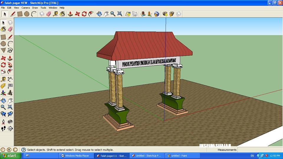 Contoh Desain  Pintu Gerbang Gapura  dengan Google Sketchup  