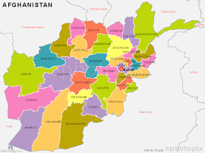 Carte de Afghanistan Région Province