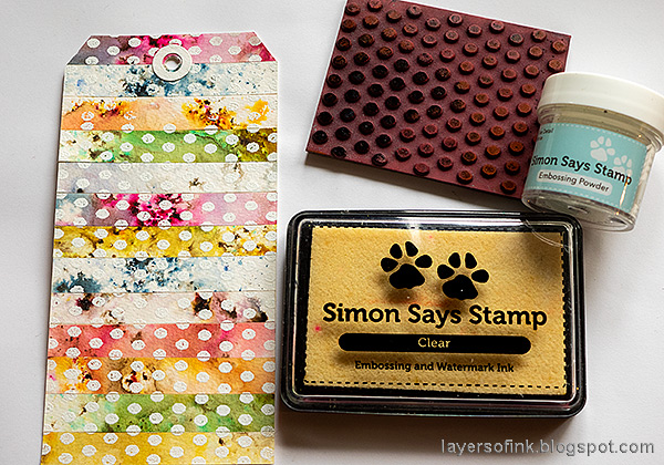 Layers of ink - Stripes and Dots Background Tutorial by Anna-Karin Evaldsson. Emboss Tim Holtz Tiny Textures.