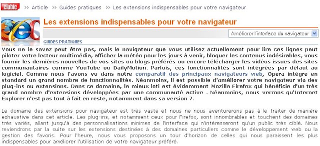 Le site du jour : les extensions indispensables pour votre navigateur ... d'après Clubic