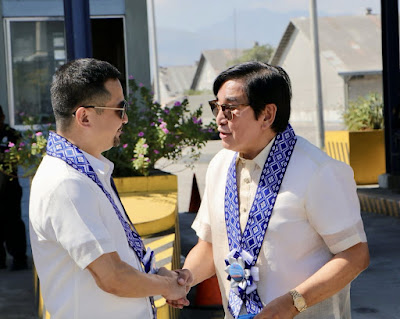 SBMA Chairman and Administrator Jonathan D. Tan share a light moment with Harbour Centre Port Terminal Inc. (HCPTI) Chairman Reghis Romero II before the inauguration of the Subic Port terminal operation at the NSD Compound inside the Subic Freeport Zone on Tuesday morning.
