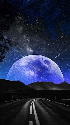 iPhone Wallpaper: Landscape Road Beautiful New Moon Rising