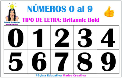 Números en Letra Britannic Bold del 0 a 9