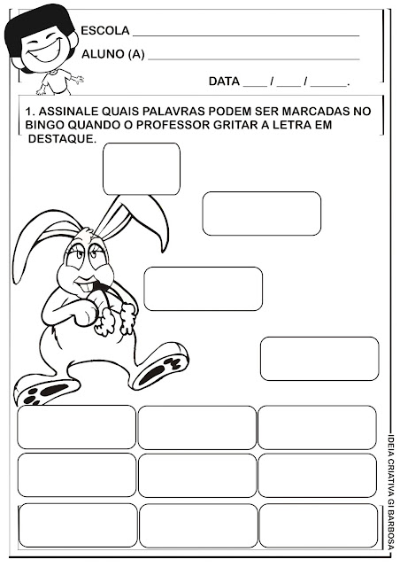 Ficha Didática Bingo Páscoa Galinha Pintadinha