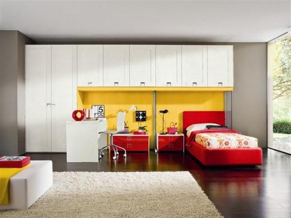 Modern and Futuristic Kids Bedroom Design Ideas Red yellow