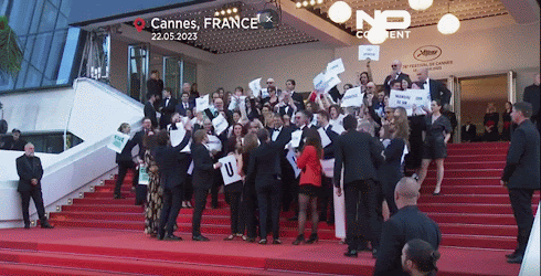 des membres du collectif CUT ! sur le tapis rouge à Cannes
