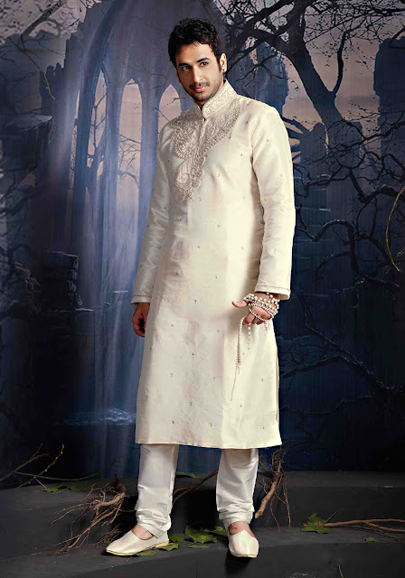 Off White Color Silk Kurta Payjama