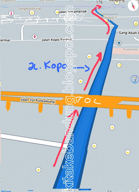 Peta rute jalan dari Bandung ke Stadion Si Jalak Harupat Soreang dari terminal leuwi panjang lewat perempatan cibaduyut jalan soekarno hatta patung sepatu