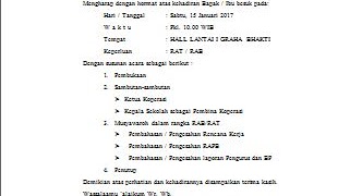 Surat Undangan Rapat Koperasi  Dokumen Hanna