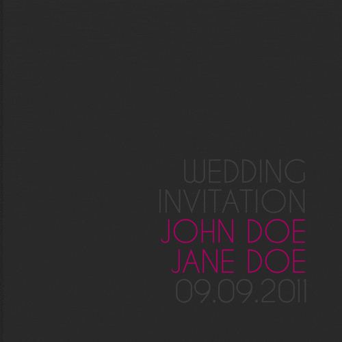 wedding invitation vertical 14cm x 14cm 2 side template front back