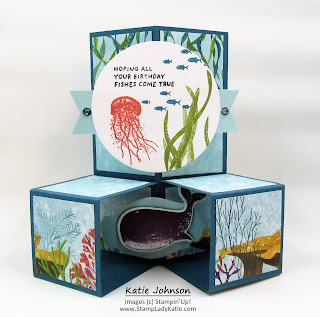 Cube Card made with Stampin'Up!'s Whale Done stamp set and Whale of a Time designer paper