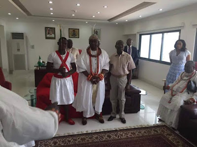 photo of he Olu of Warri Prince Godfrey Ikenwoli visits oshiomhole